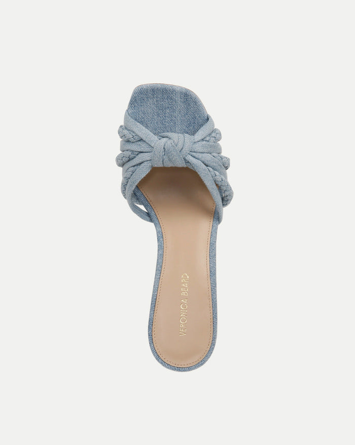 Veronica Beard Misa Denim Knot-Front Sandal - Jeans