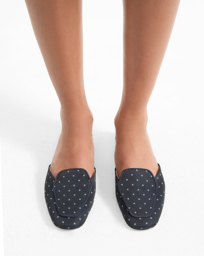 Veronica Beard Moritz Printed Loafer Mule - Navy