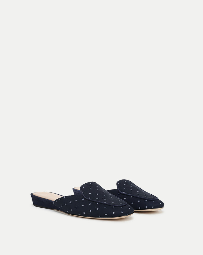 Veronica Beard Moritz Printed Loafer Mule - Navy