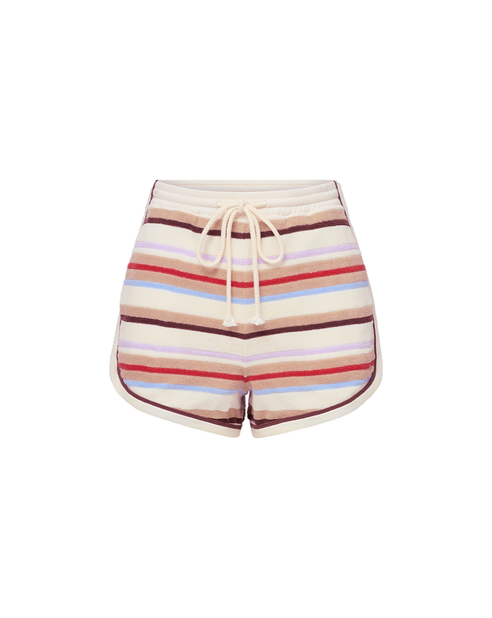 Veronica Beard Mulberry Striped Shorts Stone Khaki Multi
