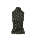 Veronica Beard Black patterned sleeveless high-neck top.
