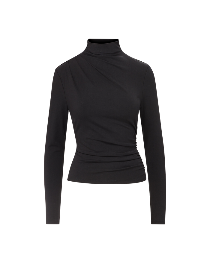Veronica Beard Mylie Mock-Neck Top - Black