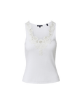 Veronica Beard Narcisa Embroidered Tank Top - White