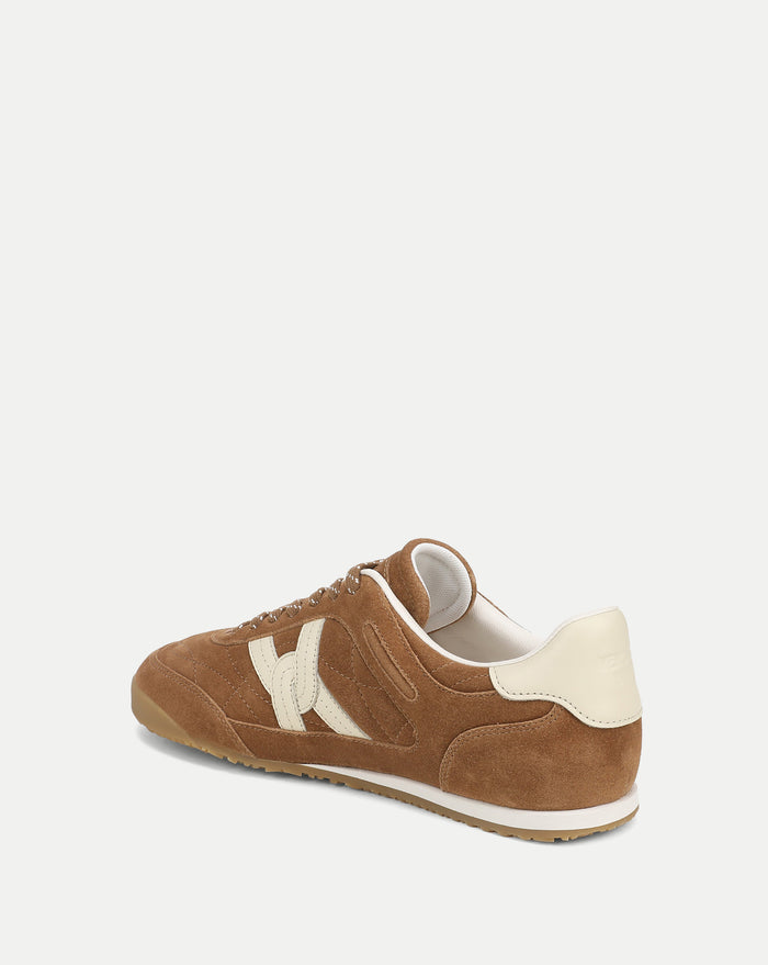 Veronica Beard Brown suede sneakers with off-white accents