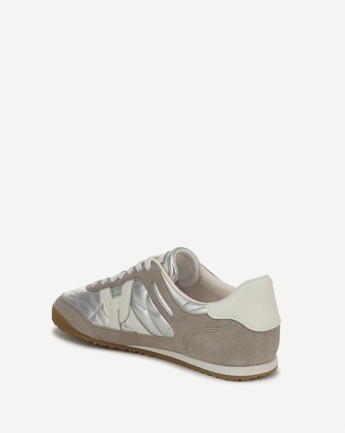 Veronica Beard Natalia Suede Sneaker - Silver/Grey