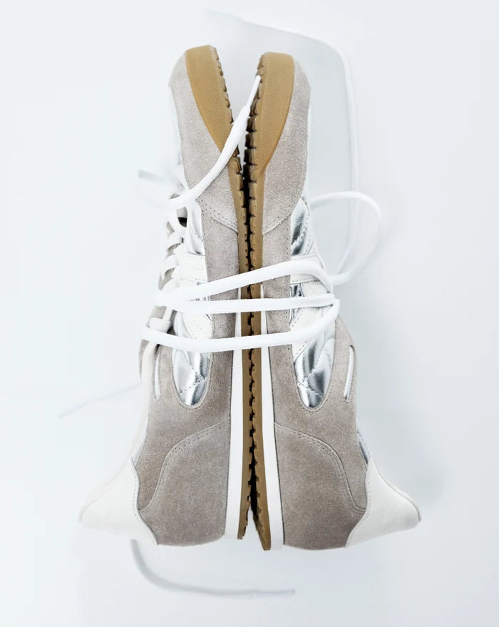 Veronica Beard Natalia Suede Sneaker - Silver/Grey