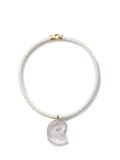 Veronica Beard White beaded necklace with a carved nautilus shell