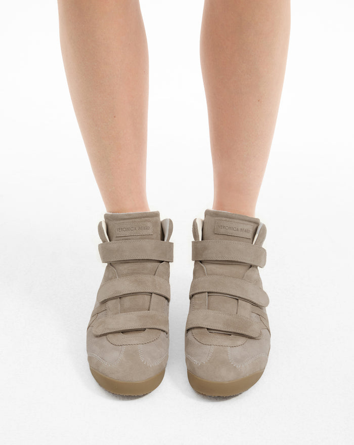 Veronica Beard Nima High-Top Velcro Sneaker - Sand