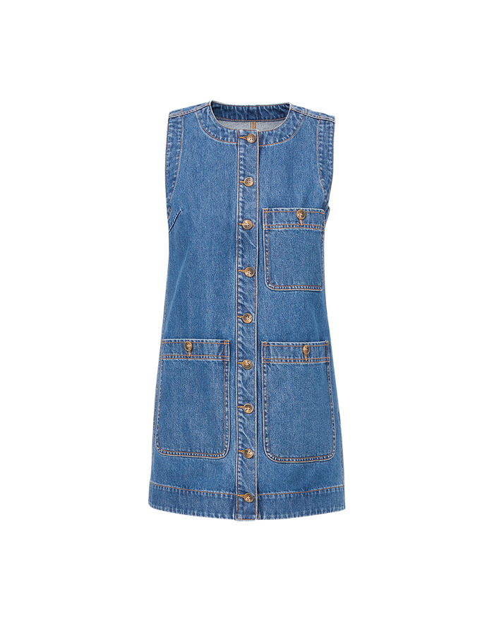 Veronica Beard Oakley Denim Mini Dress - Cornflower