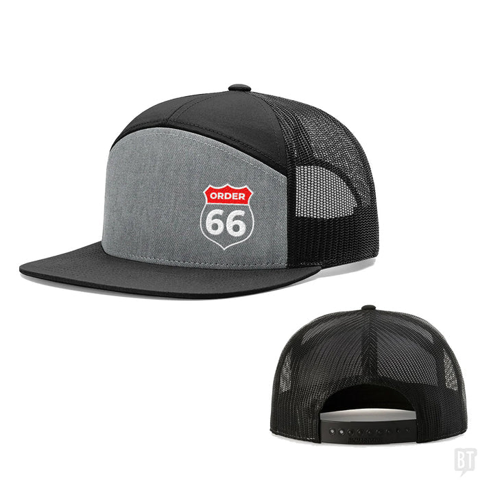 Seven-Panel Trucker Flatbill / Heather and Black / One Size