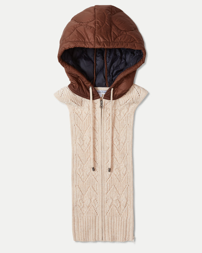 Veronica Beard Orine Contrast Hoodie Dickey - Mocha/Heathered Sand