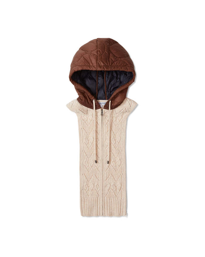 Veronica Beard Orine Contrast Hoodie Dickey Mocha/Heathered Sand