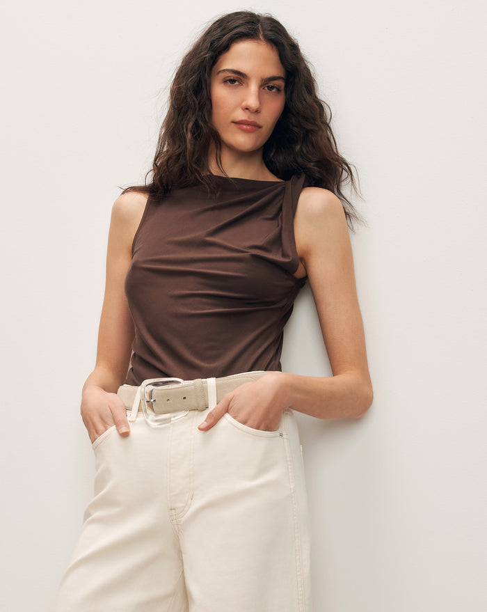 Veronica Beard Otessa Top - Dark Mocha