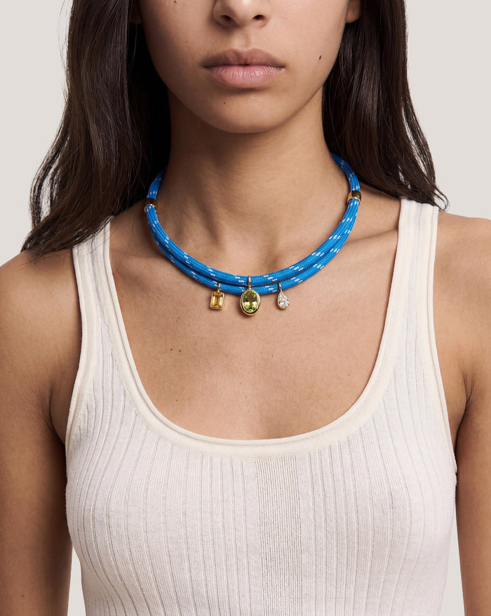 Veronica Beard Paracord Charm Necklace - Light Blue
