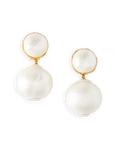 Veronica Beard Pearl 2 Drop Earrings | Clip Backing - White
