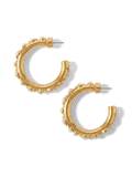 Veronica Beard Gold hoop earrings with small pearls embedded along