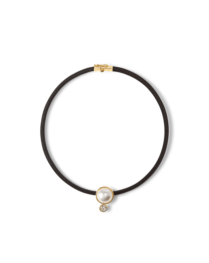 Veronica Beard Pearl Pendant Cord Necklace Pearl/Black
