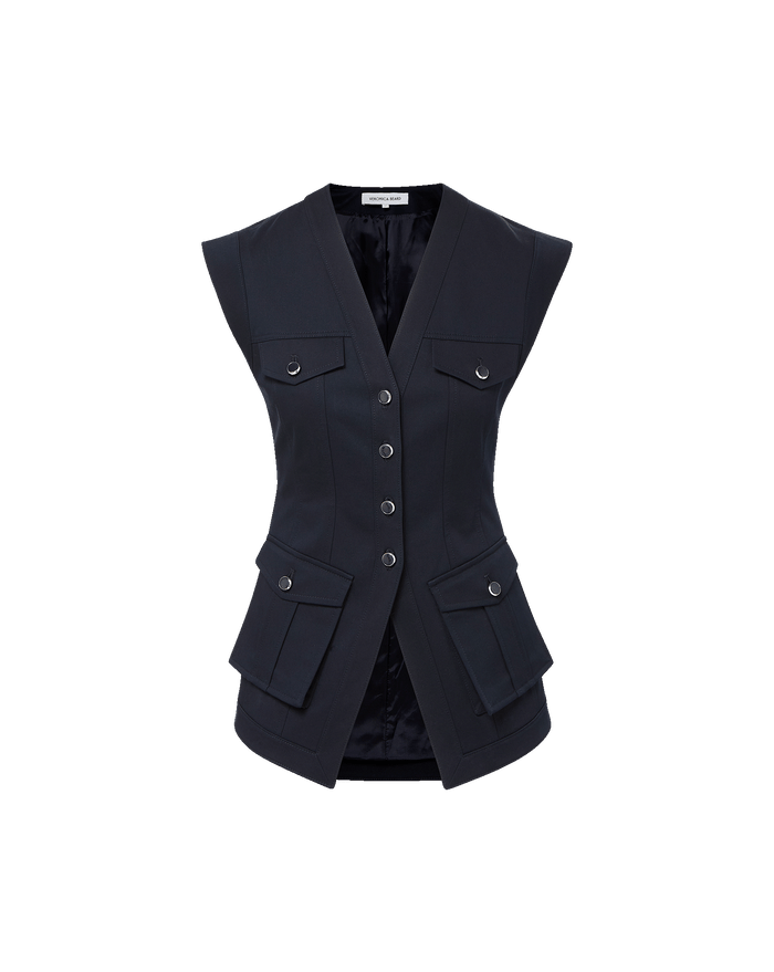 Veronica Beard Pendle Tailored Vest - Navy