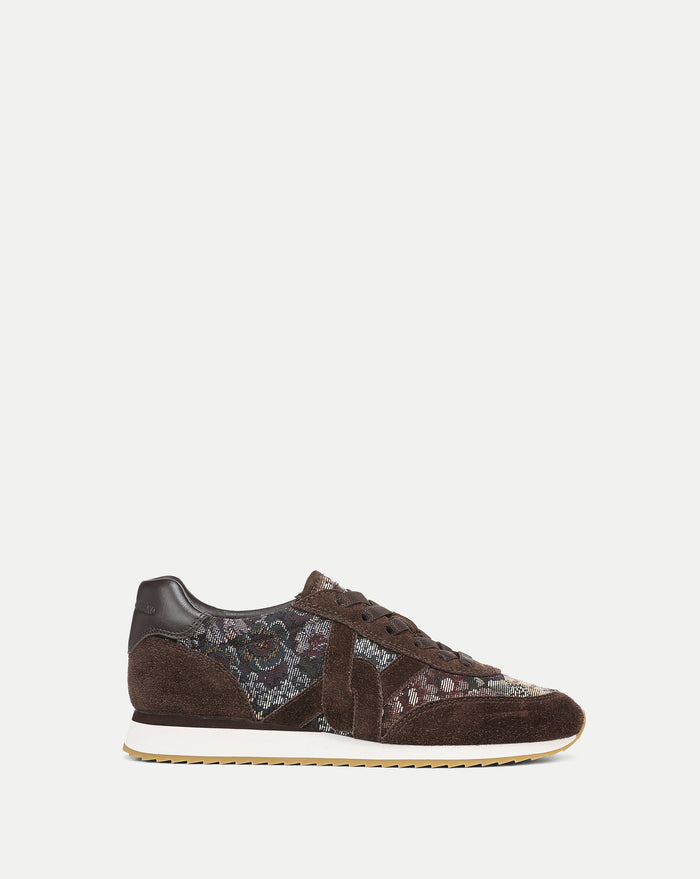 Veronica Beard Brown suede and patterned textile sneakers