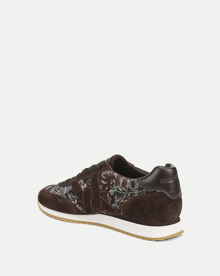Veronica Beard Brown suede and patterned textile sneakers