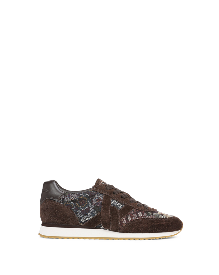 Veronica Beard Brown suede and patterned textile sneakers