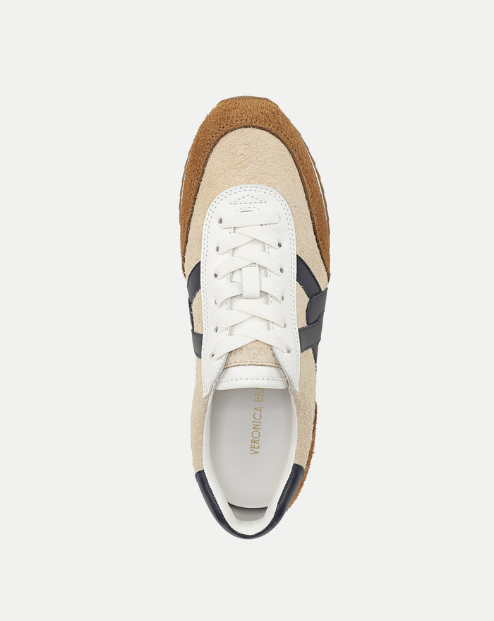 Veronica Beard Brown and beige suede sneaker with white laces