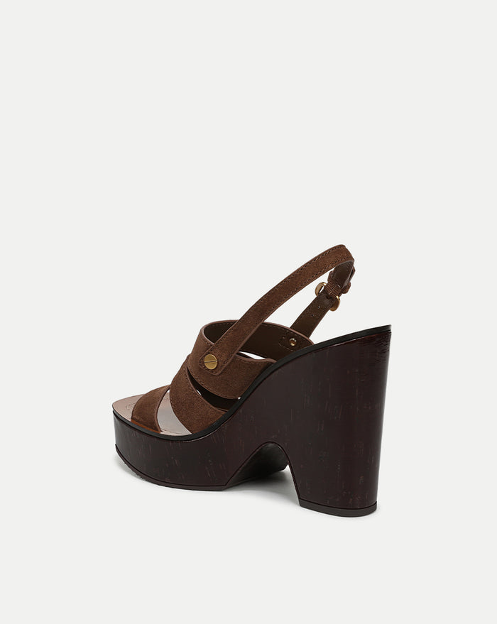 Veronica Beard Peony Suede Platform Sandal - Cedar