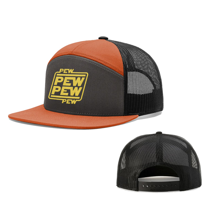 Seven-Panel Trucker Flatbill / Charcoal and Burnt Orange and Black / One Size