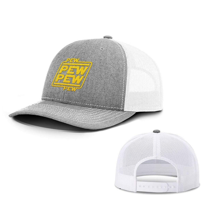 BustedTees.com Snapback / Heather and White / One Size Pew Pew Hats
