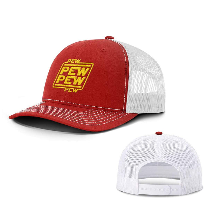BustedTees.com Snapback / Red And White / One Size Pew Pew Hats