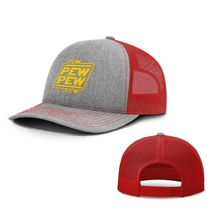 BustedTees.com Snapback / Heather and Red / One Size Pew Pew Hats