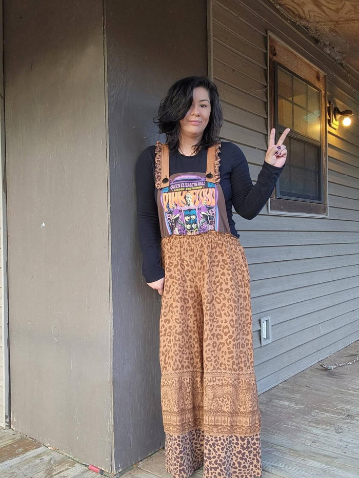 Pink Floyd Leopard Print Overalls | Custom Handcrafted