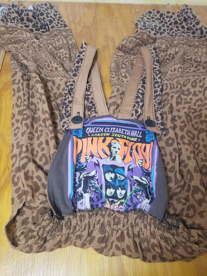 Pink Floyd Leopard Print Overalls | Custom Handcrafted