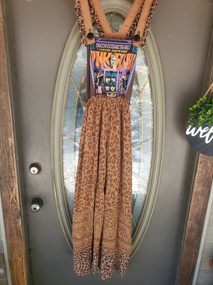 Pink Floyd Leopard Print Overalls | Custom Handcrafted