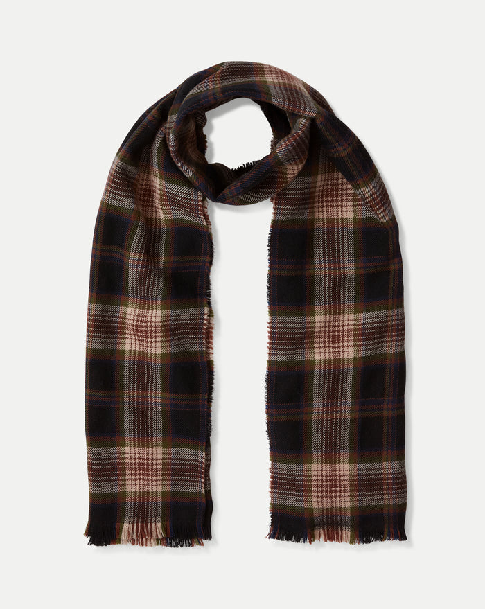 Veronica Beard Plaid Wool Scarf - Black Multi