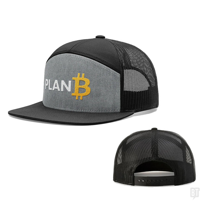 Seven-Panel Trucker Flatbill / Heather and Black / One Size