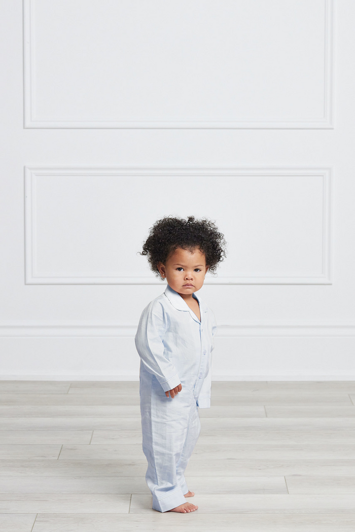 Premium Cotton Infant Romper in Mist Blue