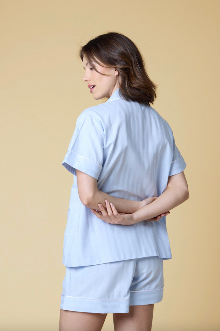 Premium Cotton Short Set in Mist Blue