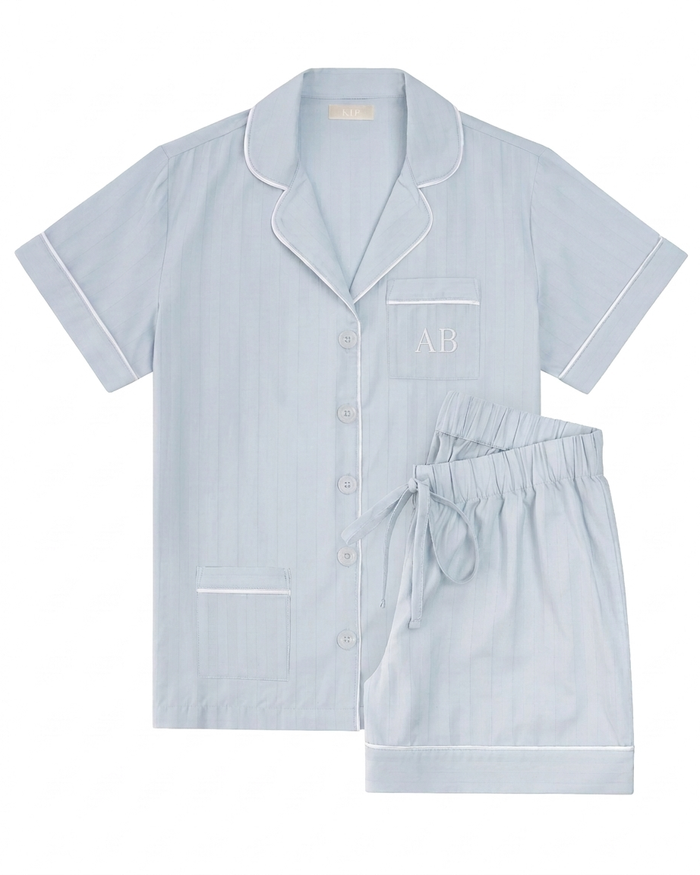 Premium Cotton Short Set in Mist Blue