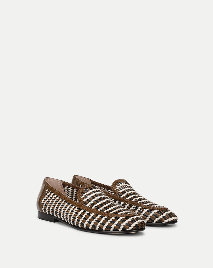 Veronica Beard Prilla Woven Leather Loafer - Brown Multi