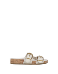 Veronica Beard Prue Croc-Embossed Buckle Sandal - Parchment