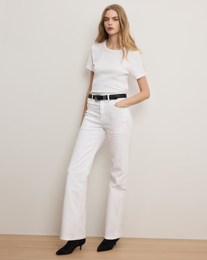 Veronica Beard Pruitt Ribbed T-Shirt - White