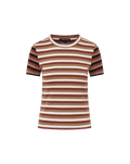 Veronica Beard Pruitt Striped Ribbed T-Shirt - Malt/Red Oak/Dove White