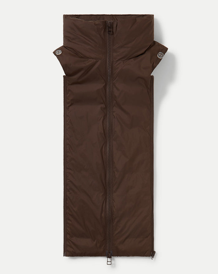 Veronica Beard Brown puffer scarf with zipper closure.
