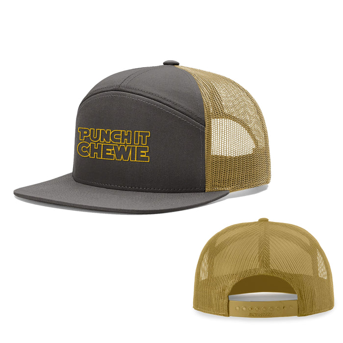 Seven-Panel Trucker Flatbill / Charcoal and Old Gold / One Size