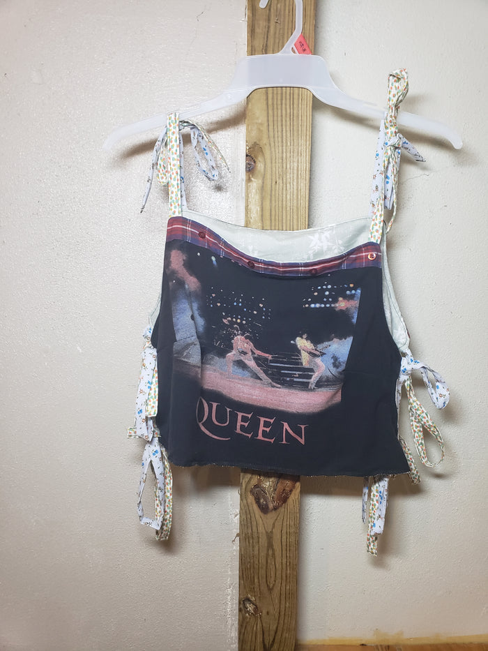 Queen Custom Halter Top | Plaid Back & Adjustable Strings
