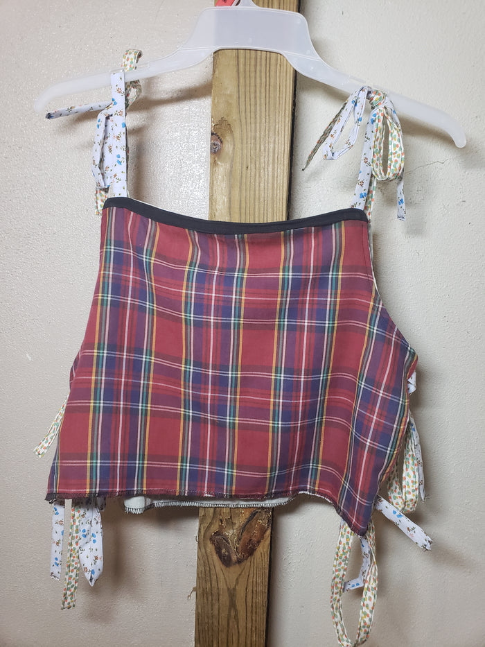 Queen Custom Halter Top | Plaid Back & Adjustable Strings