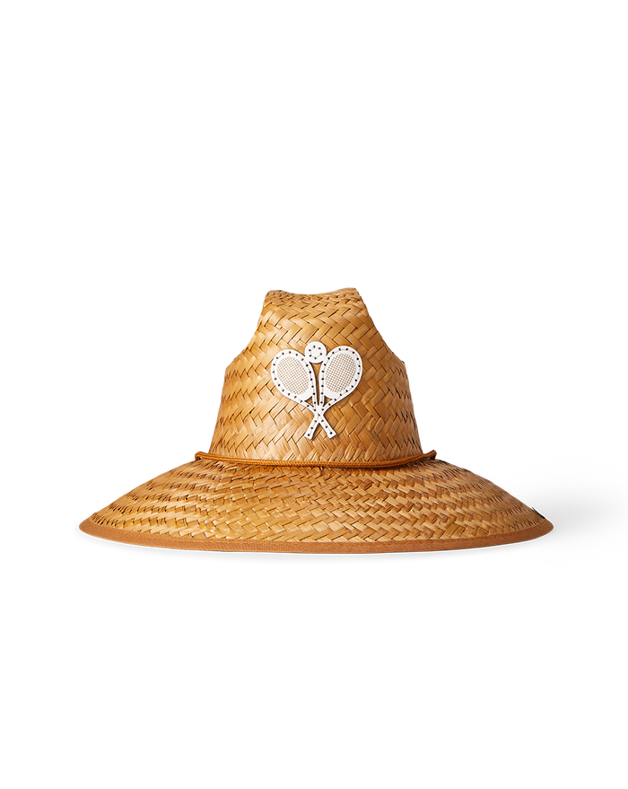 Veronica Beard Racquet Straw Hat Brown/White