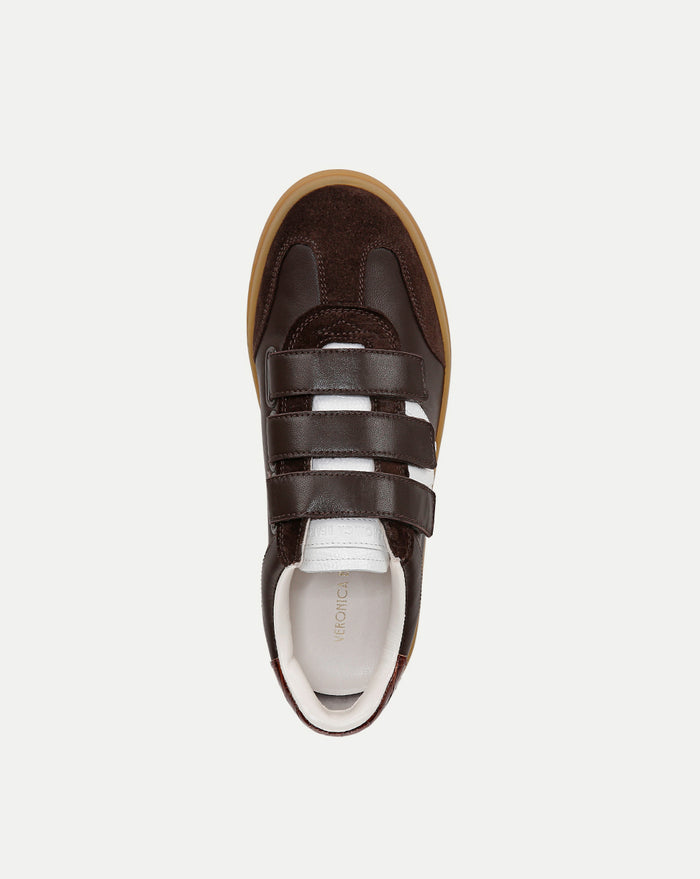 Veronica Beard Reagan Velcro Sneaker - Espresso/White