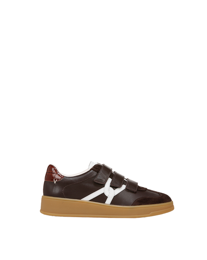 Veronica Beard Reagan Velcro Sneaker - Espresso/White